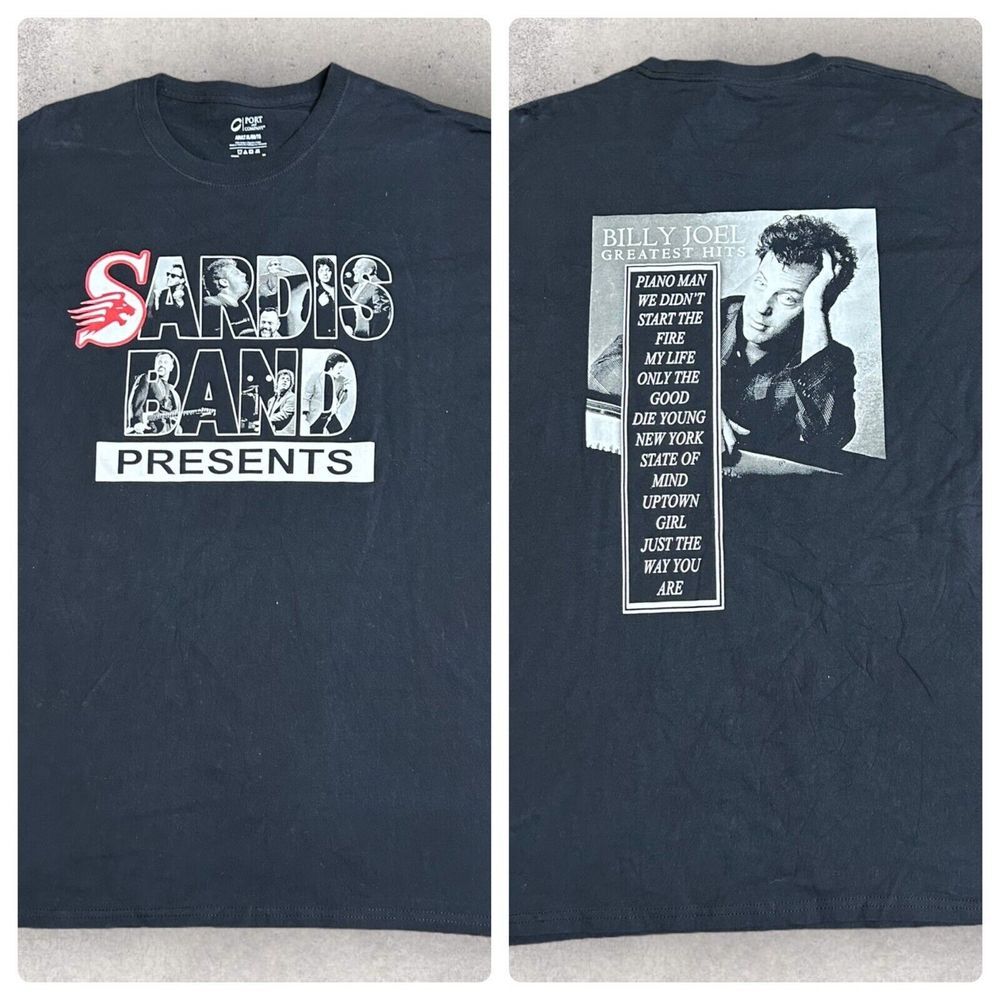Sardis Band Billy Joel Double Sided Band T‎ Shirt Music Black Size XL